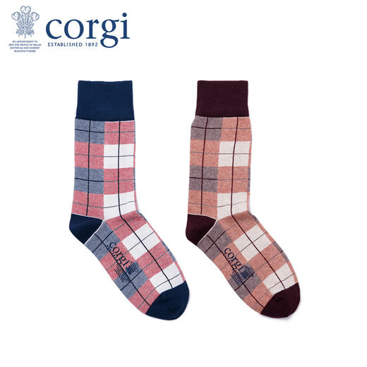 CORGI柯基英国进口男士格纹长袜英伦商务精梳棉薄款中筒正装袜JPY带授权招加盟代理 商品图1