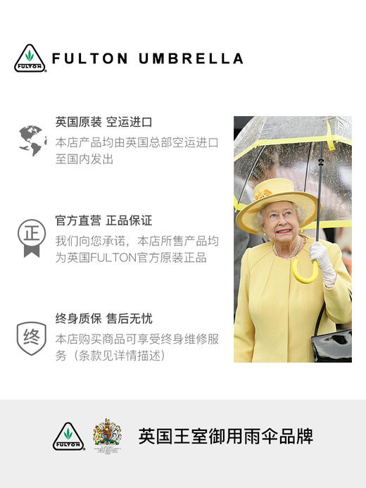 英国FULTON富尔顿女王御用鸟笼伞透明雨伞UV防晒防紫外线长柄伞JPY带授权招加盟代理 商品图4
