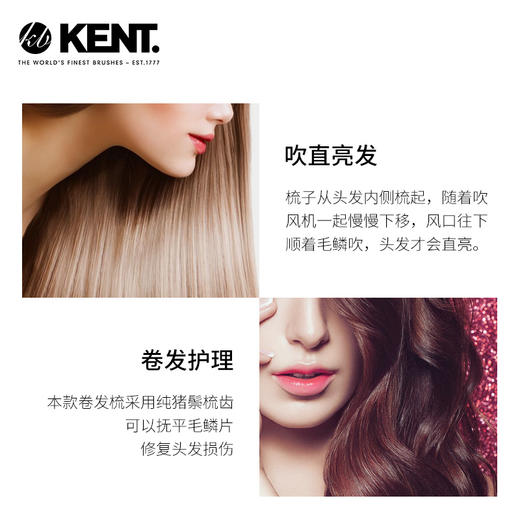 英国kent梳子肯特梳子英国进口猪鬃梳滚梳卷发梳造型梳子美发梳JPY带授权招加盟代理 商品图3