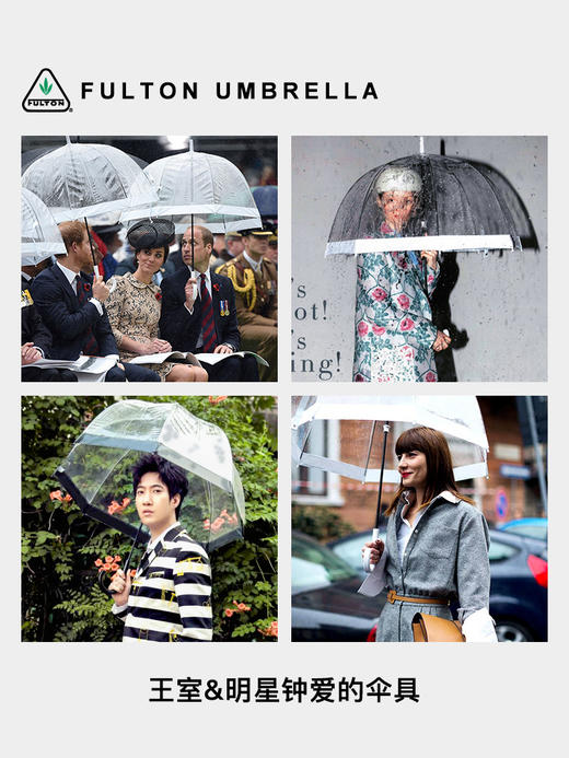 英国FULTON富尔顿女王御用鸟笼伞透明雨伞UV防晒防紫外线长柄伞JPY带授权招加盟代理 商品图3