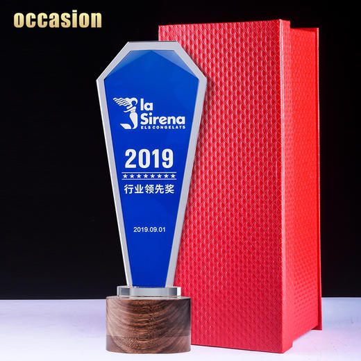 水晶奖杯定制实木底座定做优秀员工颁奖荣誉奖牌纪念品刻字制作 商品图4