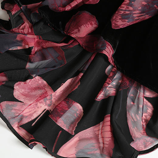 CE-3512新款欧美立领喇叭袖印花植绒不规则衬衫TZW 商品图3