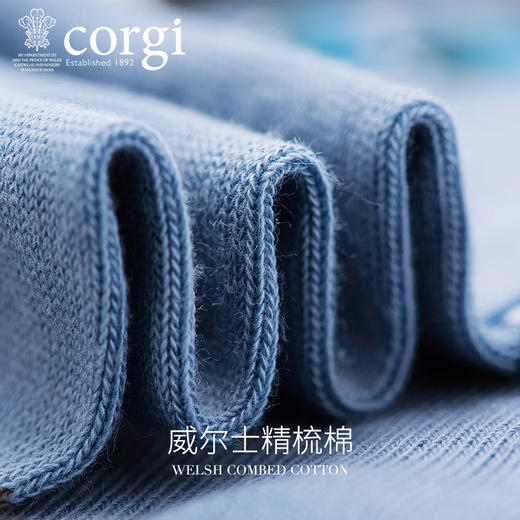 CORGI柯基英国进口女士脚裸袜青色底孔雀印花精梳棉薄款中筒袜JPY带授权招加盟代理 商品图2