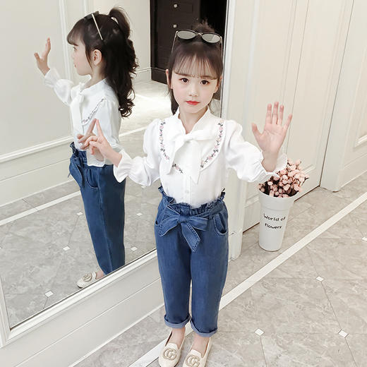 YX-TZ559新款韩版中大女童牛仔裤洋气两件套TZW 商品图2