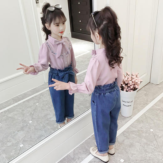 YX-TZ559新款韩版中大女童牛仔裤洋气两件套TZW 商品图1