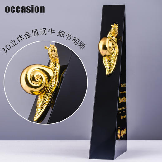 水晶奖杯定制定做黑色金属蜗牛企业颁奖荣誉冠军儿童奖牌刻字制作 商品图2