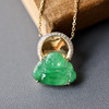 高冰种阳绿翡翠弥勒佛锁骨链18k黄金钻石镶嵌 商品缩略图2