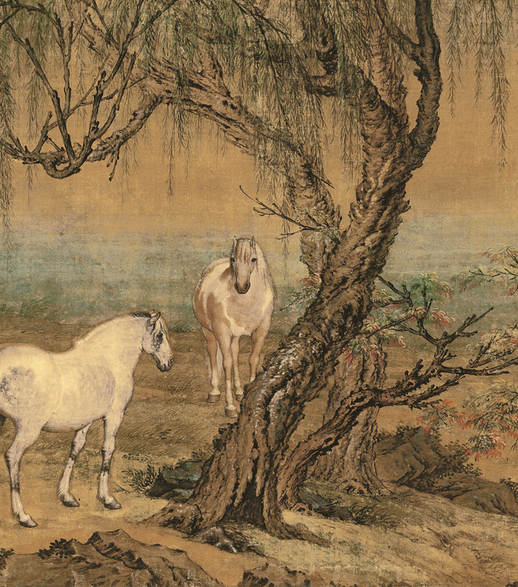 郎世宁郊原牧马图画芯尺寸51166