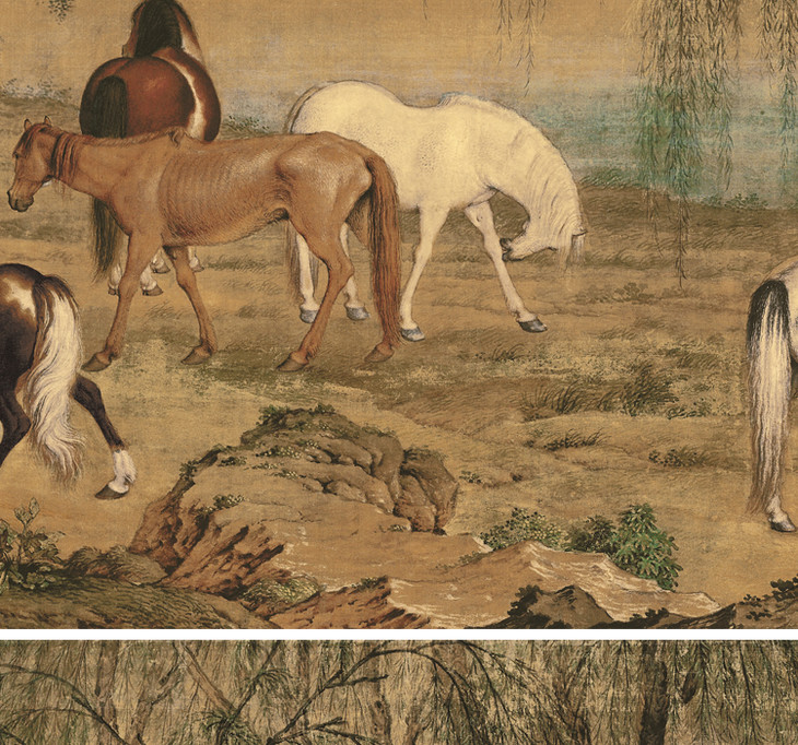 郎世宁郊原牧马图画芯尺寸51166