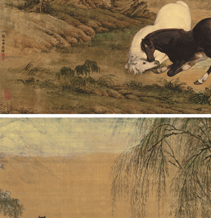 郎世宁郊原牧马图画芯尺寸51166