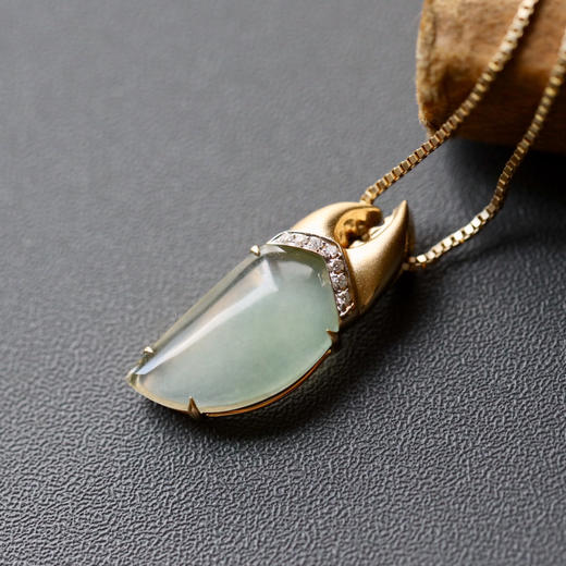 高冰种翡翠螃蟹钳我有钱18k黄金钻石镶嵌 商品图0