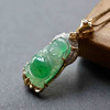 冰种阳绿俏色厚庄翡翠站佛18k黄金钻石镶嵌 商品缩略图2