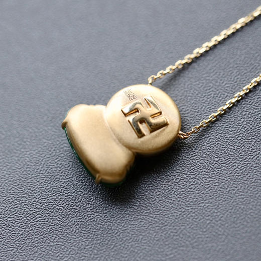 高冰种阳绿翡翠弥勒佛锁骨链18k黄金钻石镶嵌 商品图4