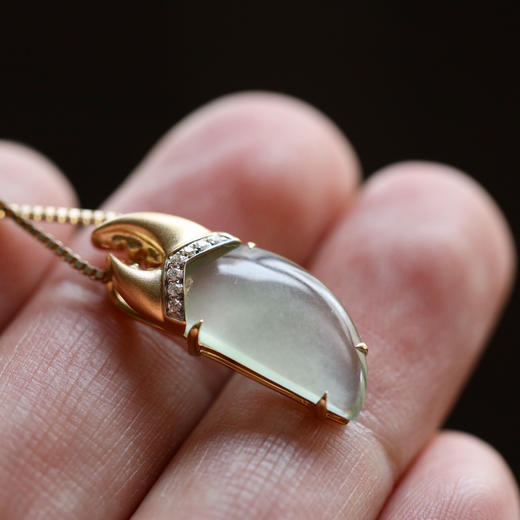 高冰种翡翠螃蟹钳我有钱18k黄金钻石镶嵌 商品图5