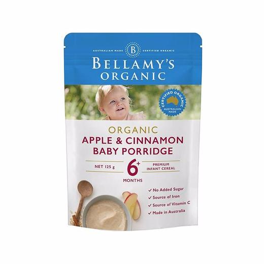 【保税仓】Bellamy's澳大利亚贝拉米苹果 肉桂燕麦米粉6+ 125g/袋 （6个月以上） 商品图0