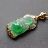 冰种阳绿俏色厚庄翡翠站佛18k黄金钻石镶嵌 商品缩略图0
