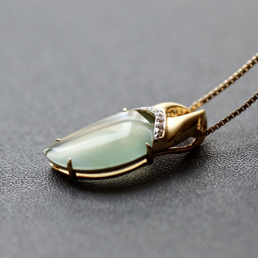 高冰种翡翠螃蟹钳我有钱18k黄金钻石镶嵌 商品图1