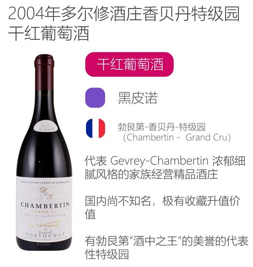 【跨境现货】 Tortochot Chanbertin Grand Cru 2004 多尔修酒庄 香贝丹 特级园红葡萄酒 商品图0