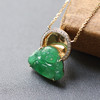 高冰种阳绿翡翠弥勒佛锁骨链18k黄金钻石镶嵌 商品缩略图1