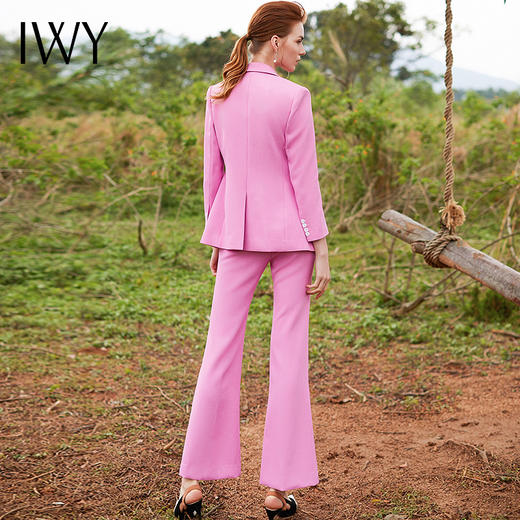 IWY/甜美粉色职业装女装时尚名媛气质西装套装喇叭裤两件套正装CP9344 商品图2