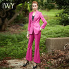 IWY/气质玫红色职业装女时尚工作服两件套西服套装干练正装CP9352 商品缩略图1