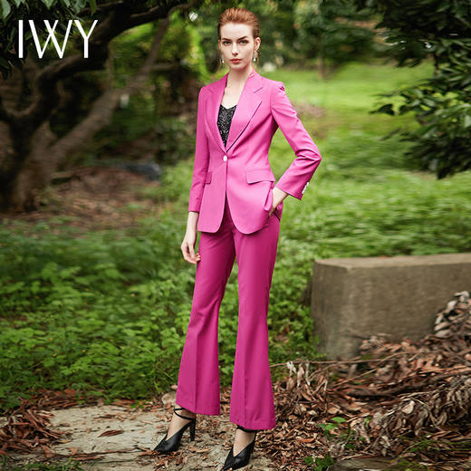 IWY/气质玫红色职业装女时尚工作服两件套西服套装干练正装CP9352 商品图1