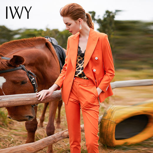 IWY/橘色长袖西装九分长裤套装CP9309 商品图4