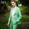 IWY/时尚职业装女装清新绿色西服套装经典喇叭裤两件套修身正装CP9333 商品缩略图2