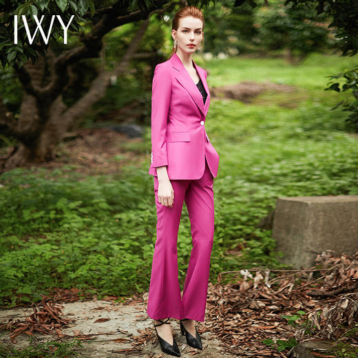 IWY/气质玫红色职业装女时尚工作服两件套西服套装干练正装CP9352 商品图2