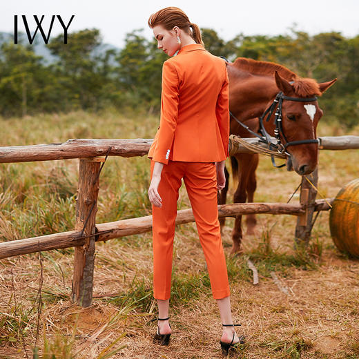 IWY/橘色长袖西装九分长裤套装CP9309 商品图2