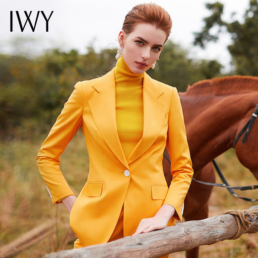 IWY/亮丽黄色西装套装女单粒扣时尚修身职业装气质工作服CP9329 商品图3