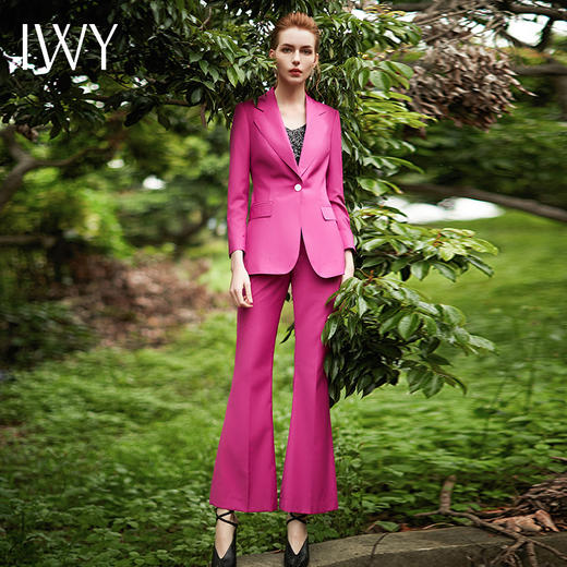 IWY/气质玫红色职业装女时尚工作服两件套西服套装干练正装CP9352 商品图0