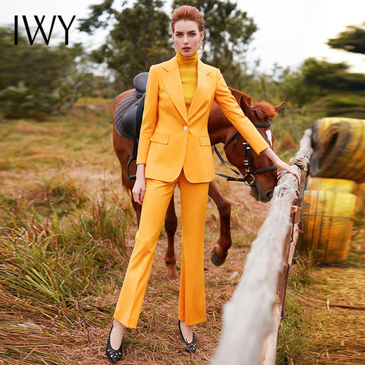 IWY/亮丽黄色西装套装女单粒扣时尚修身职业装气质工作服CP9329 商品图1