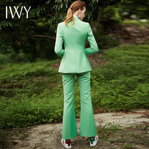 IWY/时尚职业装女装清新绿色西服套装经典喇叭裤两件套修身正装CP9333 商品图1