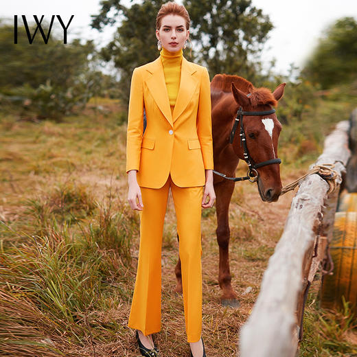 IWY/亮丽黄色西装套装女单粒扣时尚修身职业装气质工作服CP9329 商品图0