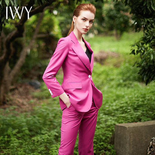 IWY/气质玫红色职业装女时尚工作服两件套西服套装干练正装CP9352 商品图4
