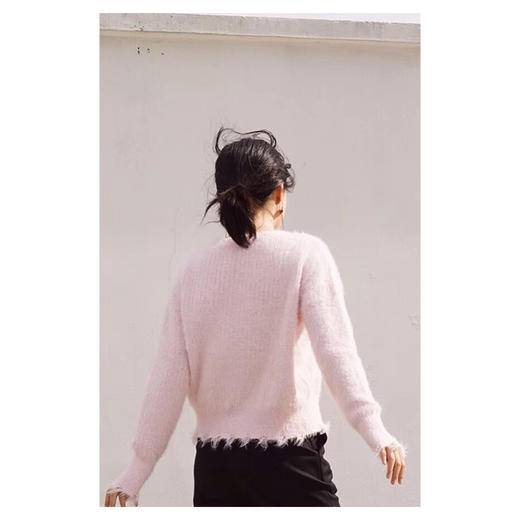 HUAJIA｜粉色V领毛衣 商品图1