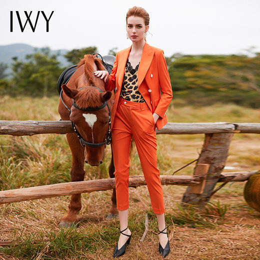 IWY/橘色长袖西装九分长裤套装CP9309 商品图0