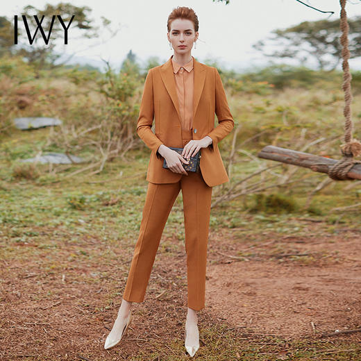IWY/时尚气质焦糖色西装套装女名媛修身职业装高端工作服CP9369-C 商品图2