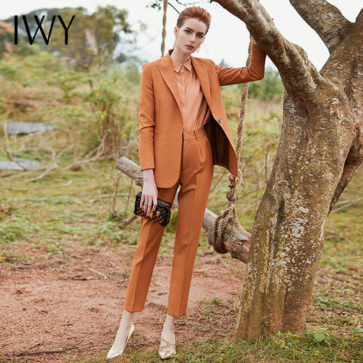 IWY/时尚气质焦糖色西装套装女名媛修身职业装高端工作服CP9369-C 商品图3