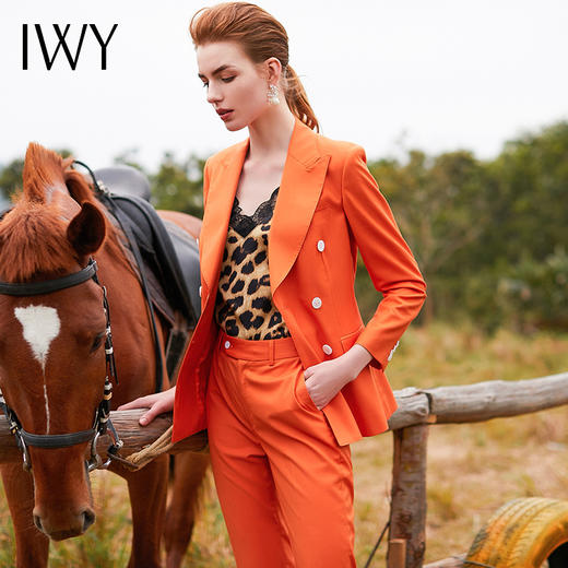 IWY/橘色长袖西装九分长裤套装CP9309 商品图3