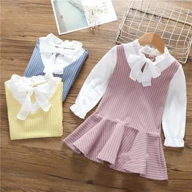 裁缝学苑TW27假两件韩版针织宝宝裙子1:1实物服装纸样图牛皮纸样
