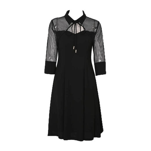 EITIE爱特爱秋季商场同款网纱拼接收腰宴会晚装礼服连衣裙红6077721 商品图6