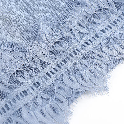 ZD-1911408-防走光防滑内搭聚拢裹胸睫毛蕾丝螺纹棉抹胸式无钢圈文胸 商品图3