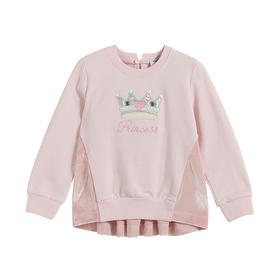 Monnalisa 蒙娜丽莎  女童粉色刺绣拼接圆领卫衣392626RJ