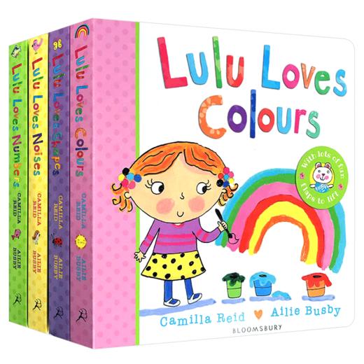 英文原版 Lulu系列4册合售 我爱露露系列绘本 纸板翻翻书 Lulu Loves Noises Shapes Numbers Colours 幼儿英语启蒙认知图画故事书 商品图0