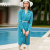 IWY/主持人同款秋冬新款青色长袖连衣裙NQ318 商品缩略图1
