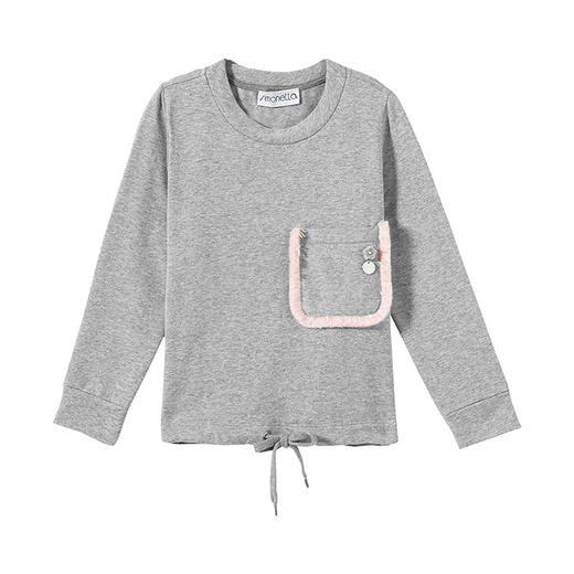 SIMONETTA 西莫内塔 女童灰色长袖T恤  4-12岁 商品图0