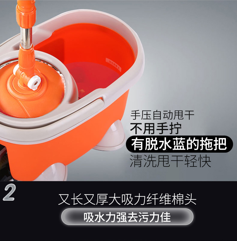 topoto拓朴四驱动旋转拖把家用自动拖把桶旋转式免手洗懒人拖布