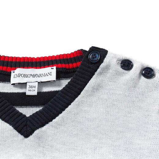 EMPORIO ARMANI  阿玛尼  男童经典图案条纹V领针织衫 6ZHM55 4M0CZ 商品图2
